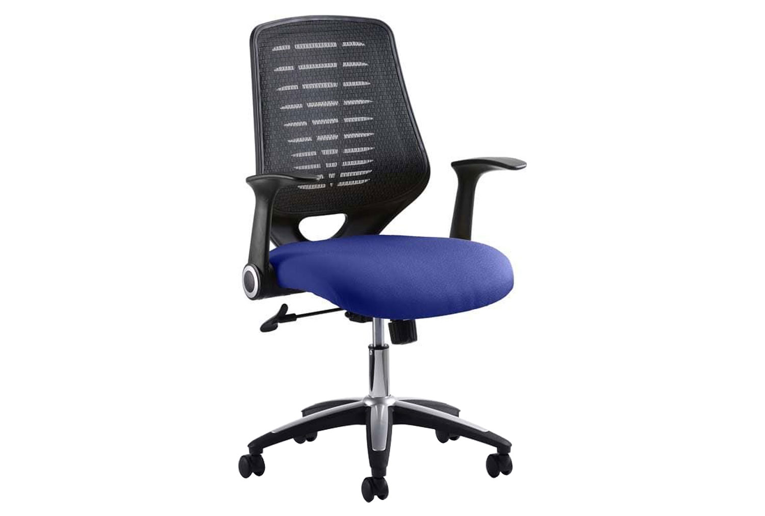 Baton Mesh Back Operator Office Chair With Fabric Seat And Arms, Stevia Blue