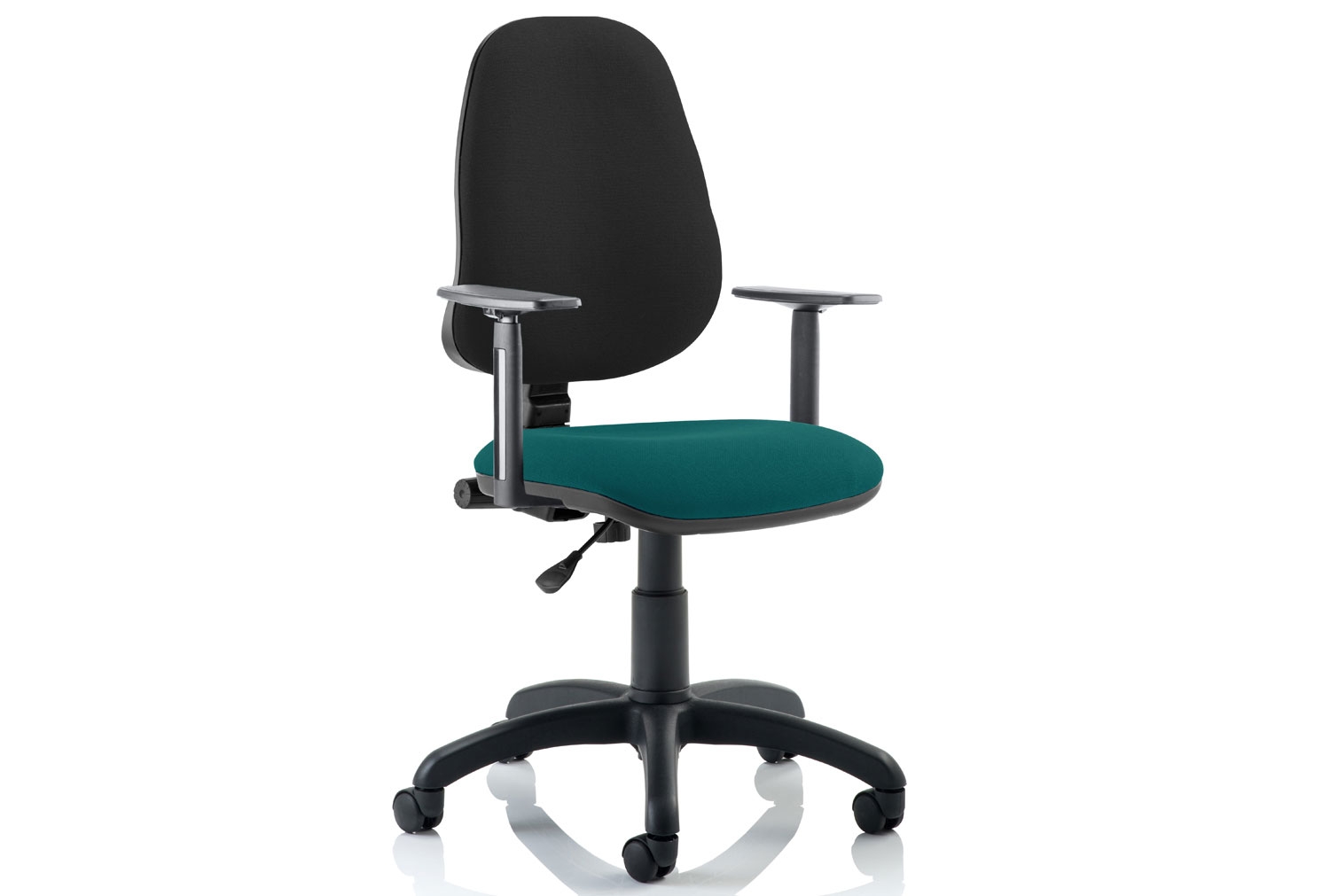 Lunar 1 Lever Two Tone Fabric Operator Office Chair With Adjustable Arms, Maringa Teal