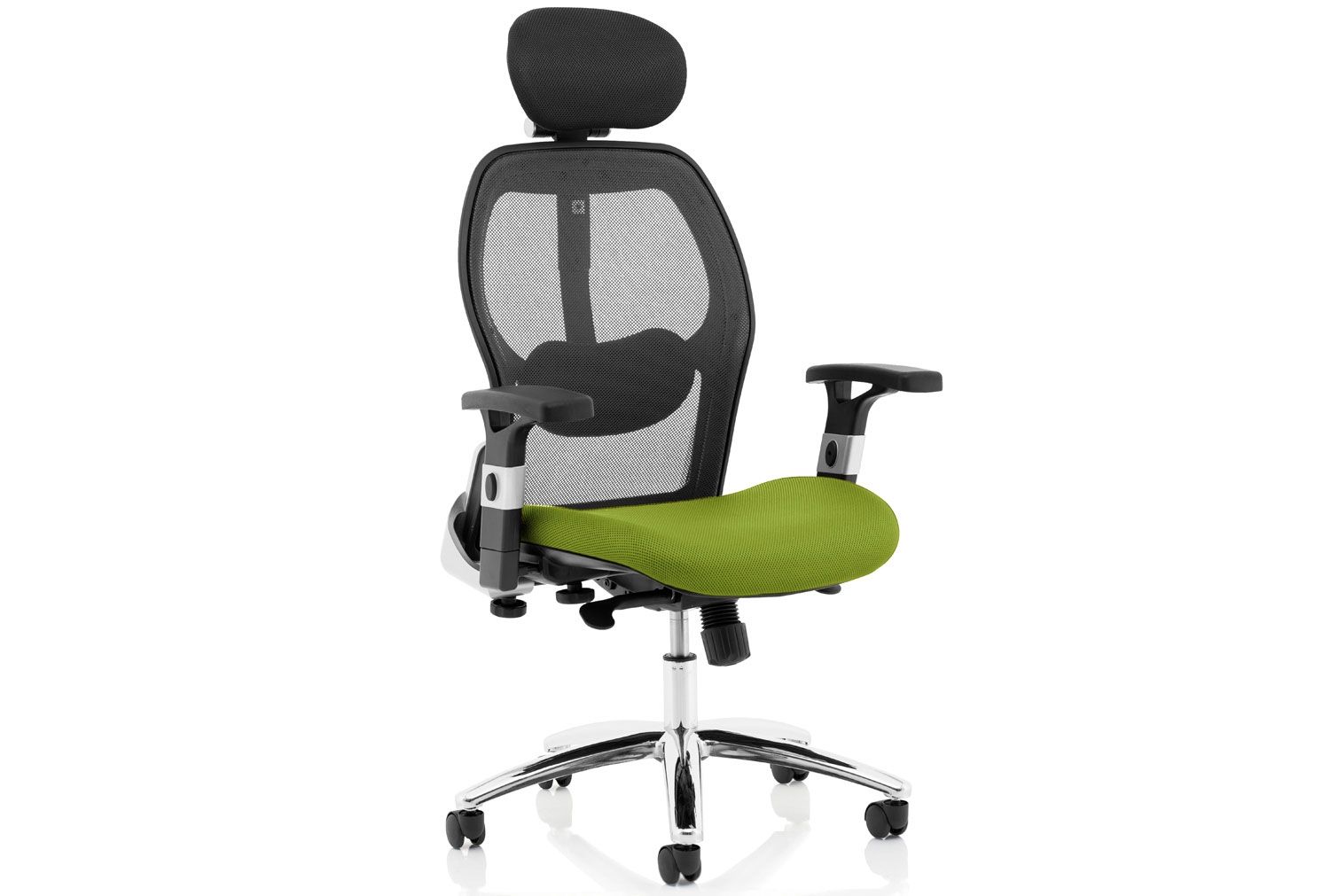 Alva High Mesh Back Operator Office Chair With Coloured Fabric Seat, Myrrh Green, Fully Installed