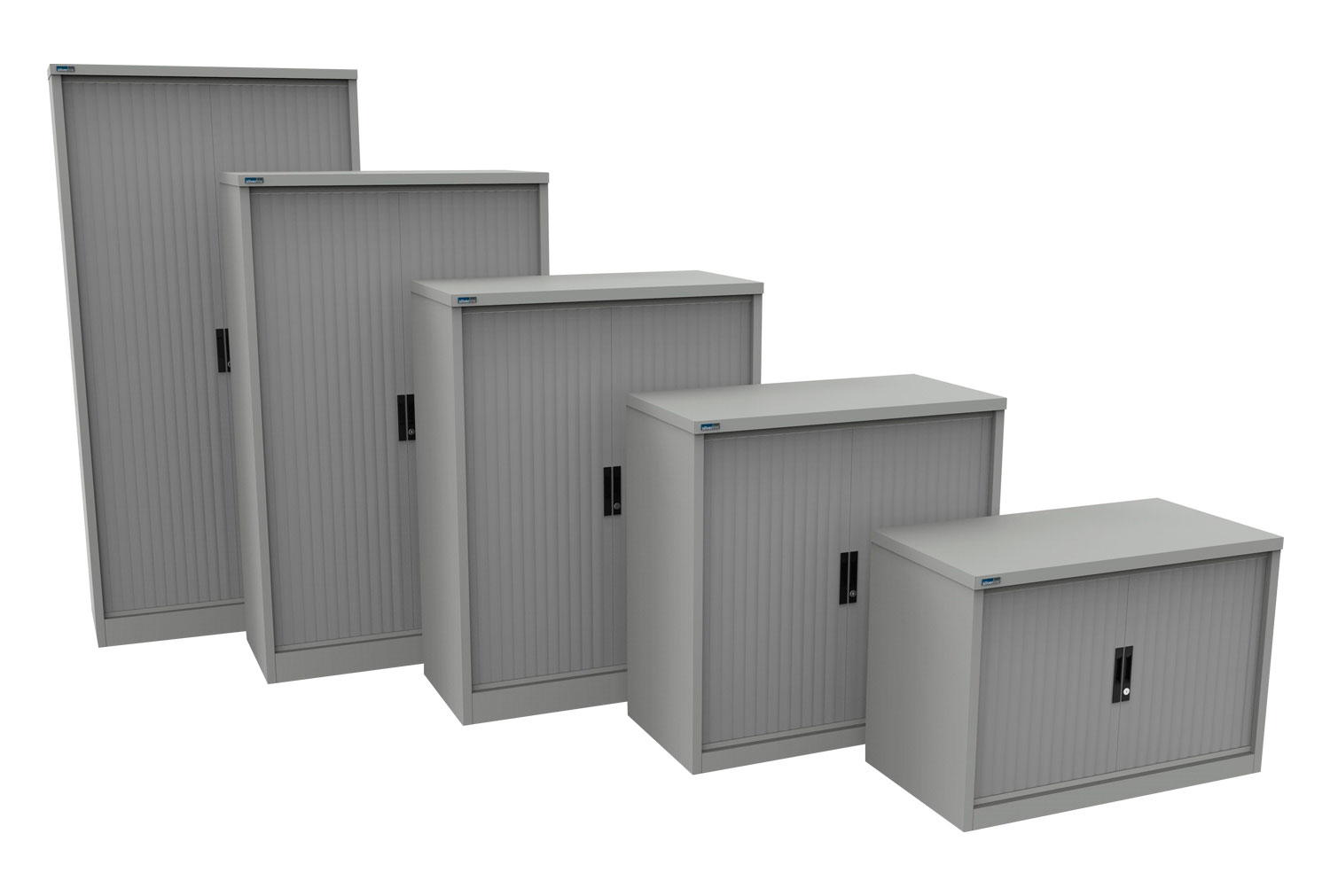 Silverline Kontrax Side Tambour Door Office Cupboards 100cm Wide, 100wx51dx69h (cm), Light Grey Body, Light Grey