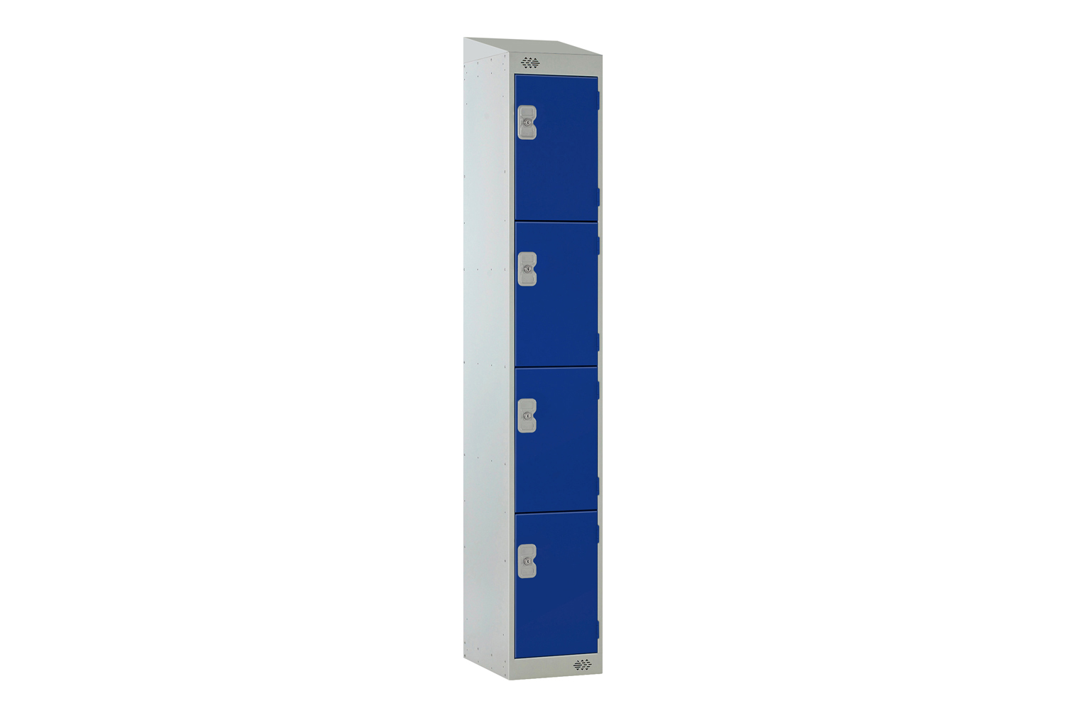 Economy 4 Door Locker With Sloping Top, 45wx45dx193/180h (cm), Digital Combination Lock, Blue Doors