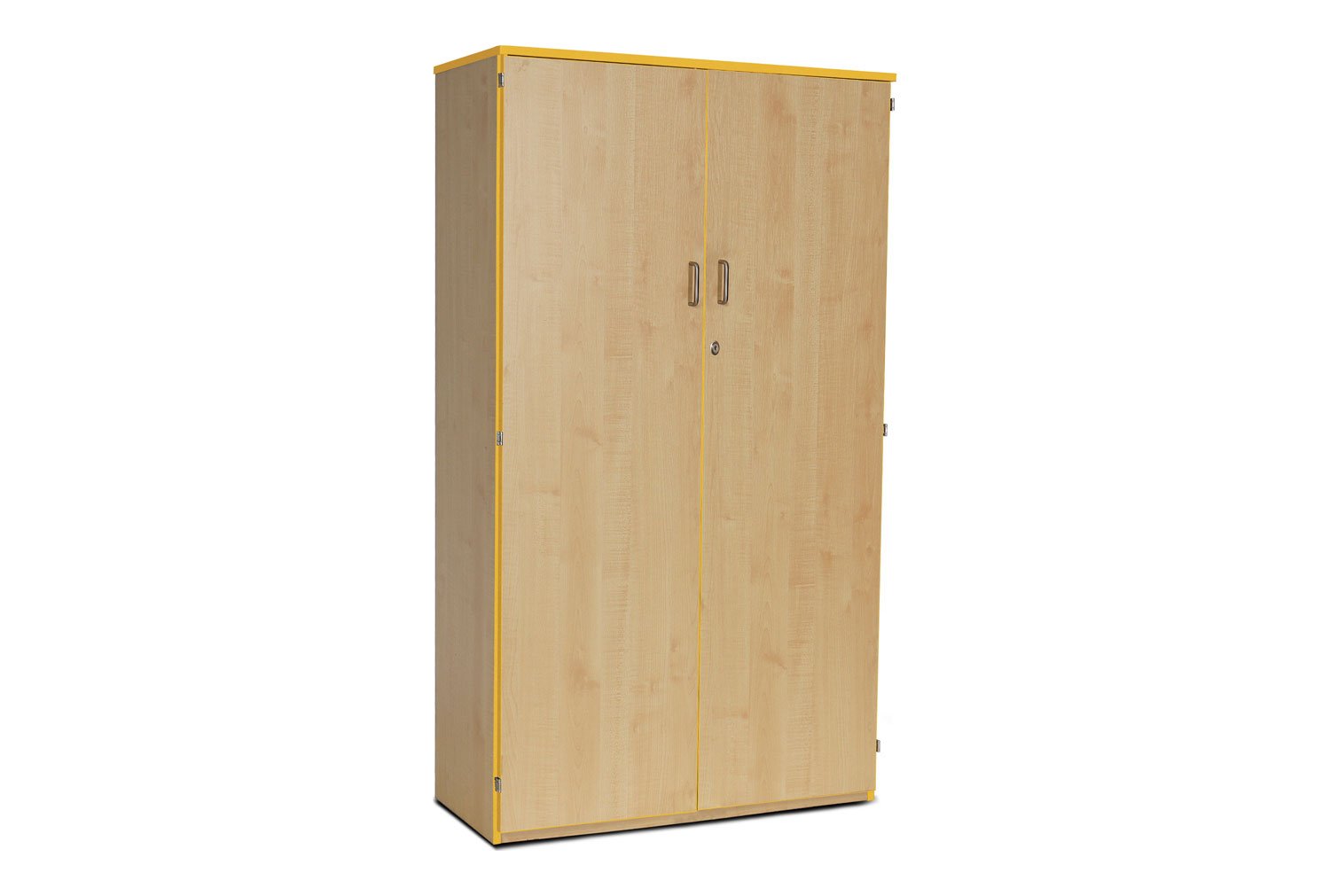 5 Shelf Coloured Edge Classroom Cupboard, Maple With Yellow Edge