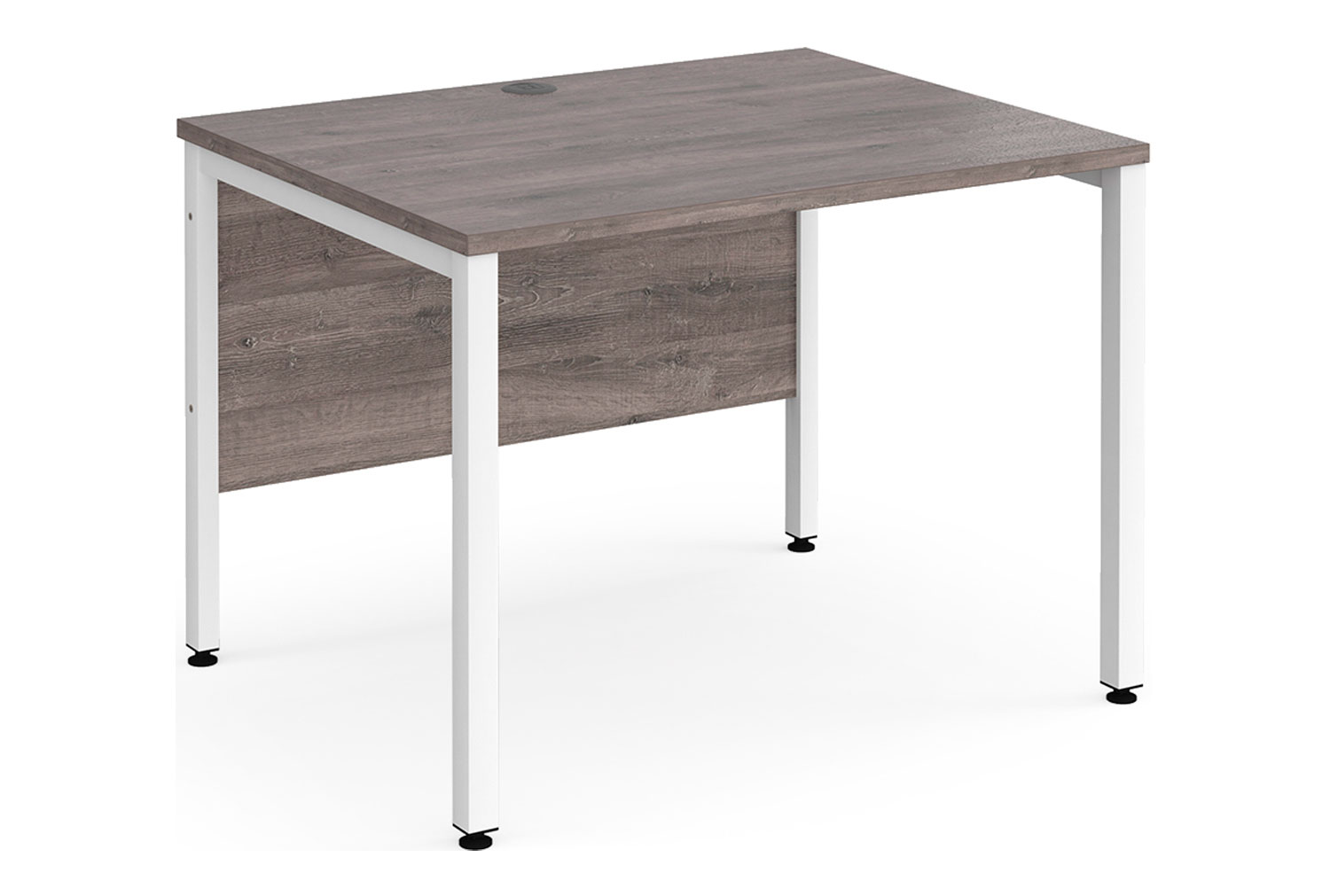 Value Line Deluxe Bench Rectangular Office Desks (White Legs), 100wx80dx73h (cm), Grey Oak