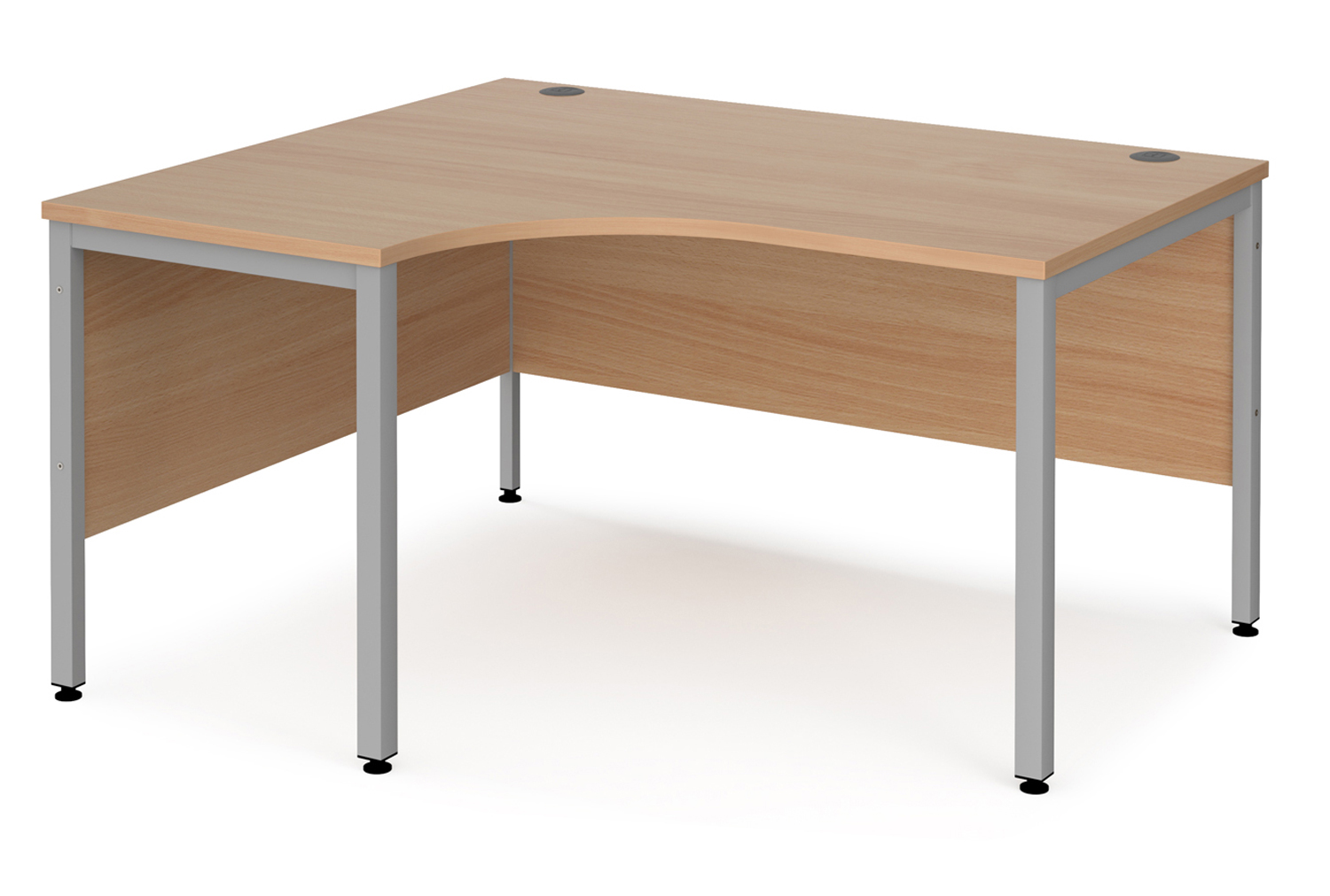 Value Line Deluxe Bench Left Hand Ergo Office Desks (Silver Legs), 140wx120/80dx73h (cm), Beech, Express Delivery