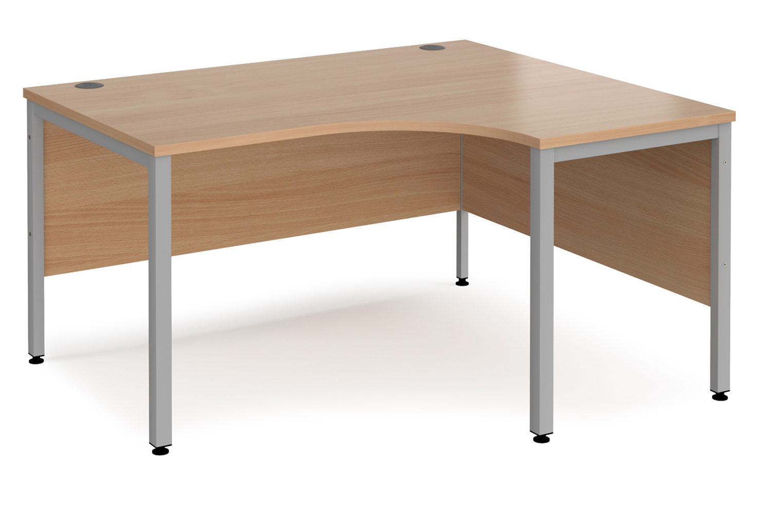 Value Line Deluxe Bench Right Hand Ergo Office Desks (Silver Legs), 140wx120/80dx73h (cm), Beech, Express Delivery