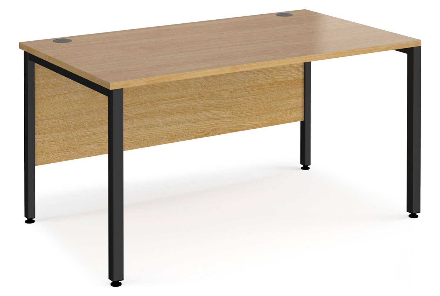Value Line Deluxe Bench Rectangular Office Desks (Black Legs), 140wx80dx73h (cm), Oak