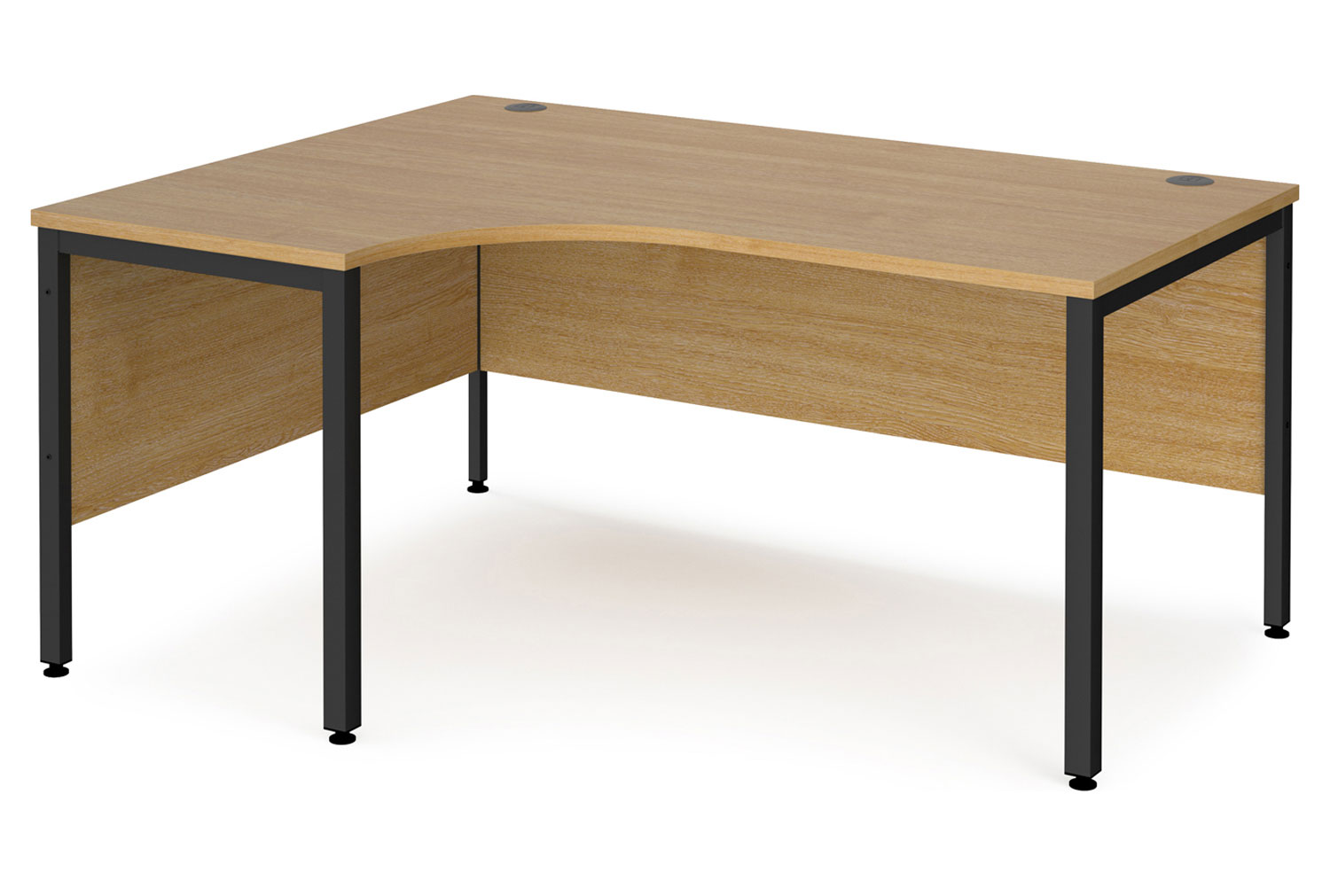 Value Line Deluxe Bench Left Hand Ergo Office Desks (Silver Legs), 160wx120/80dx73h (cm), Oak