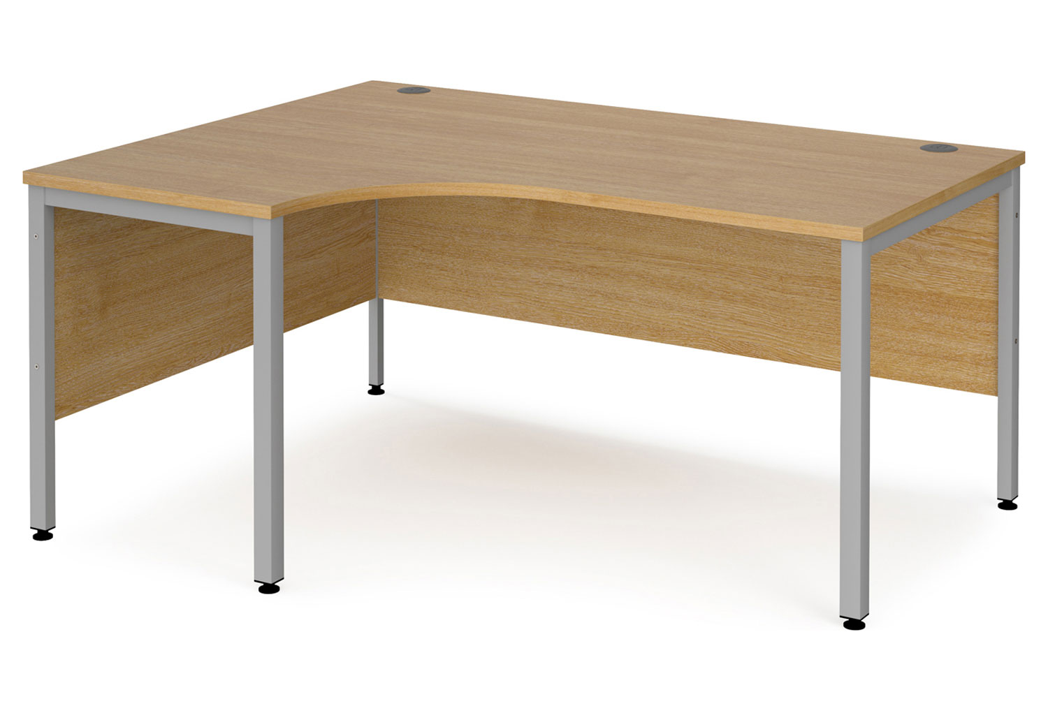 Value Line Deluxe Bench Left Hand Ergo Office Desks (Silver Legs), 160wx120/80dx73h (cm), Oak