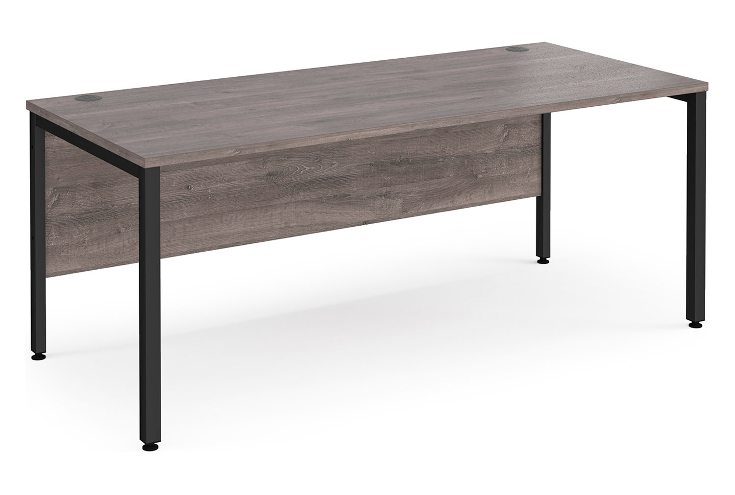 Value Line Deluxe Bench Rectangular Office Desks (Black Legs), 180wx80dx73h (cm), Grey Oak