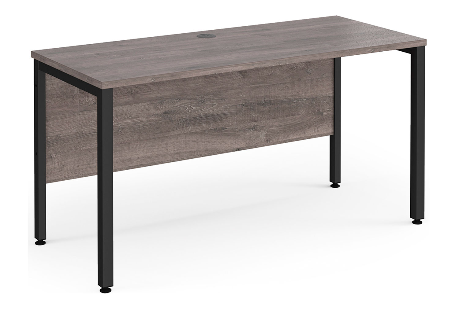 Value Line Deluxe Bench Narrow Rectangular Office Desks (Black Legs), 140wx60dx73h (cm), Grey Oak