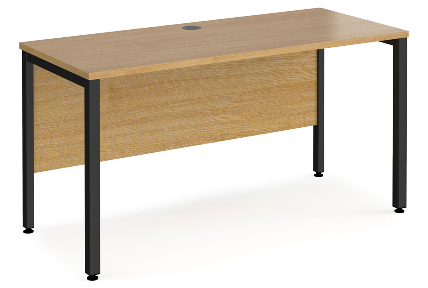 Value Line Deluxe Bench Narrow Rectangular Office Desks (Black Legs), 140wx60dx73h (cm), Oak