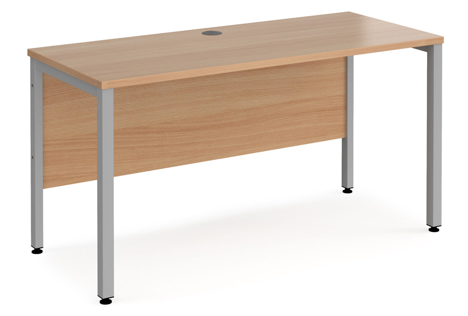 Value Line Deluxe Bench Narrow Rectangular Office Desks (Silver Legs), 140wx60dx73h (cm), Beech, Express Delivery