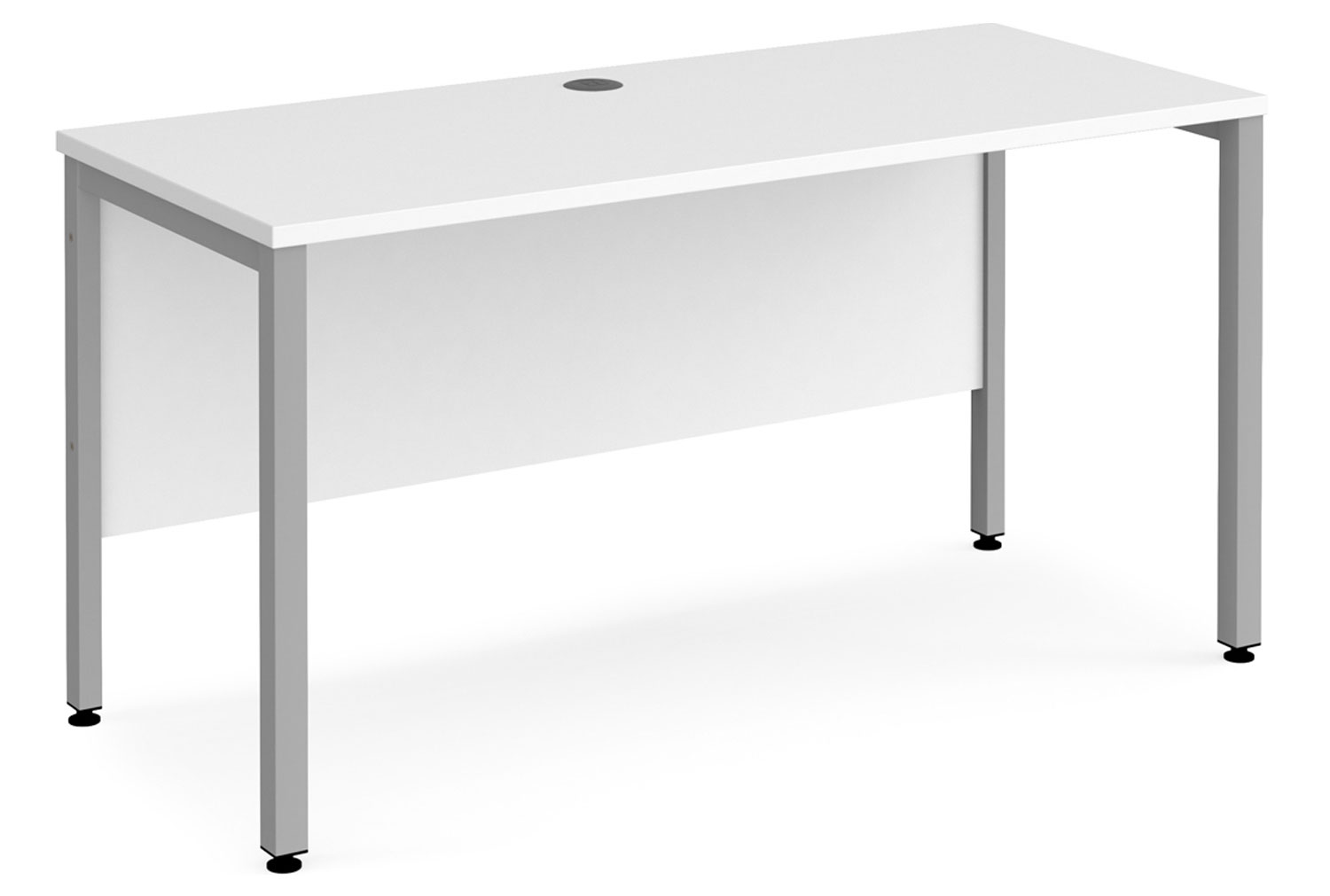 Value Line Deluxe Bench Narrow Rectangular Office Desks (Silver Legs), 140wx60dx73h (cm), White