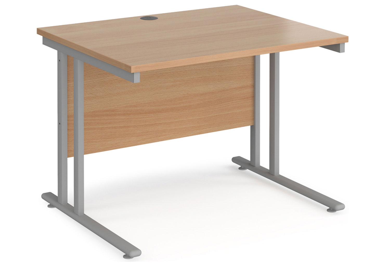 Value Line Deluxe C-Leg Rectangular Office Desk (Silver Legs), 100wx80dx73h (cm), Beech, Express Delivery