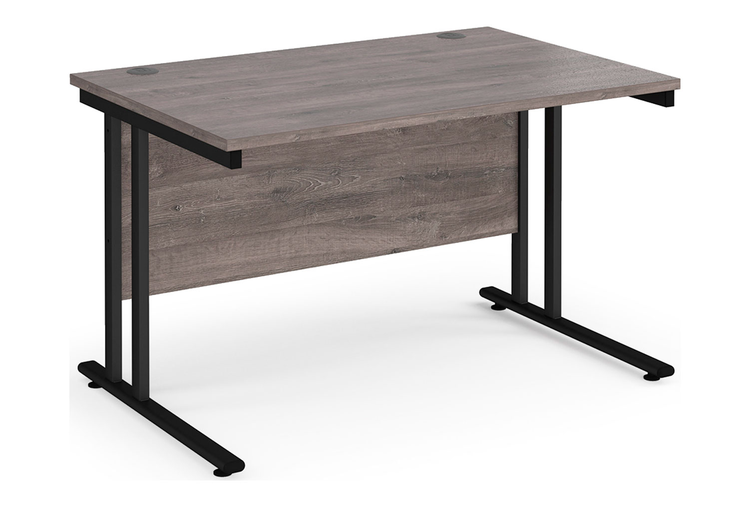 Value Line Deluxe C-Leg Rectangular Office Desk (Black Legs), 120wx80dx73h (cm), Grey Oak, Fully Installed