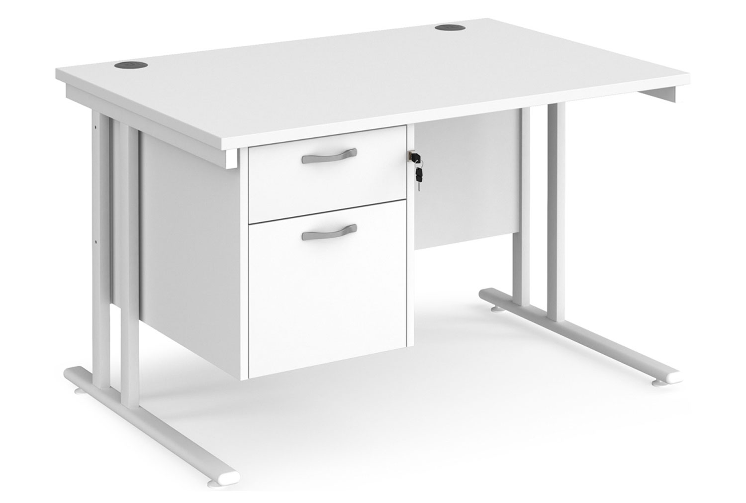 Value Line Deluxe C-Leg Rectangular Office Desk 2 Drawers (White Legs), 120wx80dx73h (cm), White