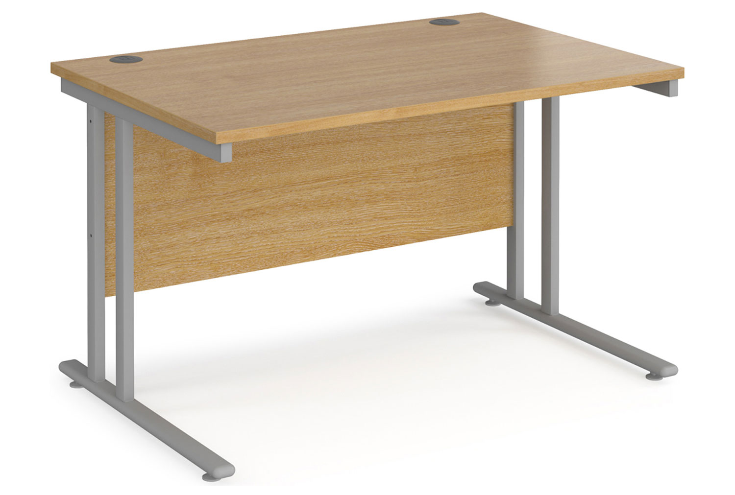Alcott C-Leg Rectangular Home Office Desk, 120wx80dx73h (cm), Silver Frame/ Oak, Express Delivery