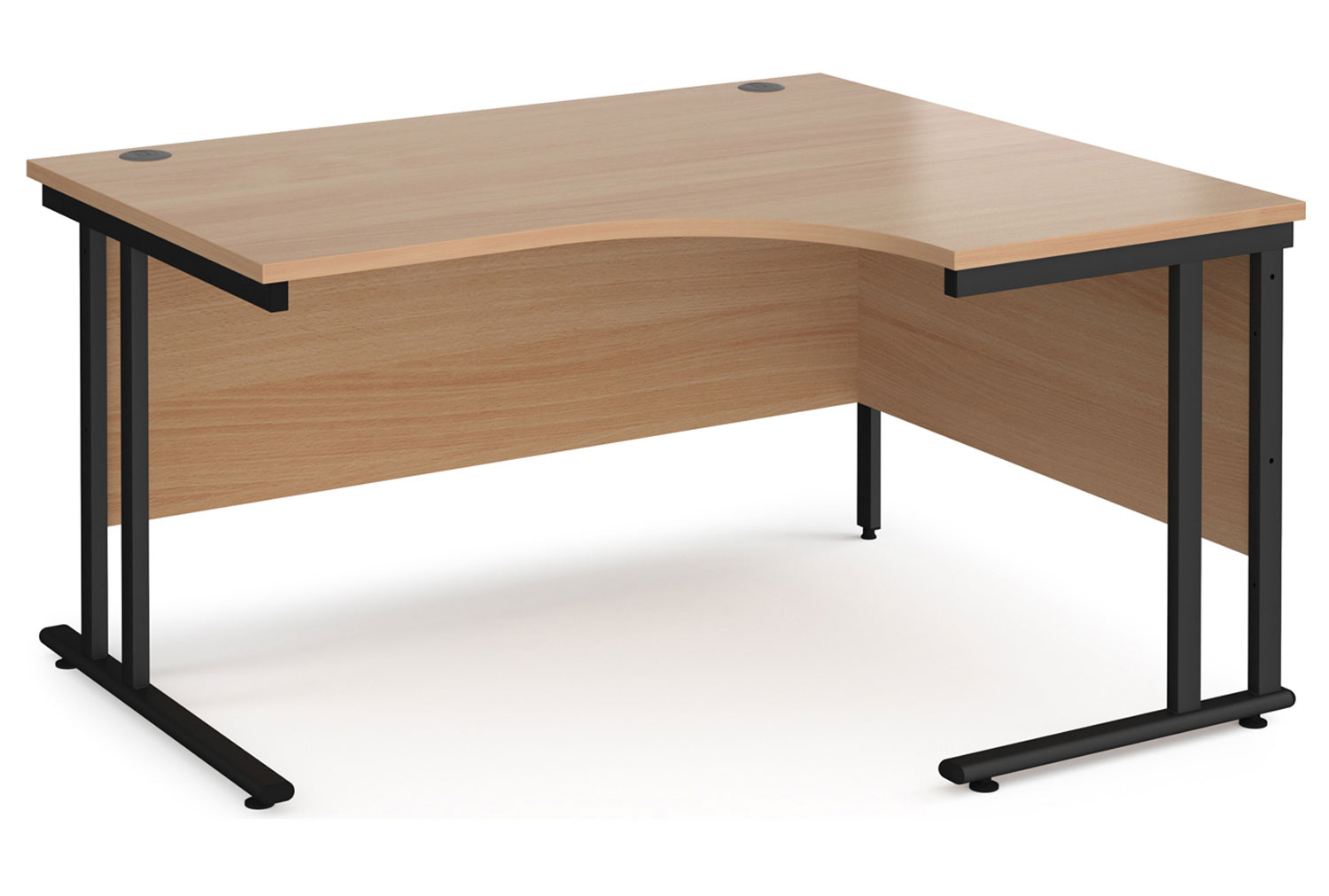 Value Line Deluxe C-Leg Right Hand Ergonomic Office Desk (Black Legs), 140wx120/80dx73h (cm), Beech