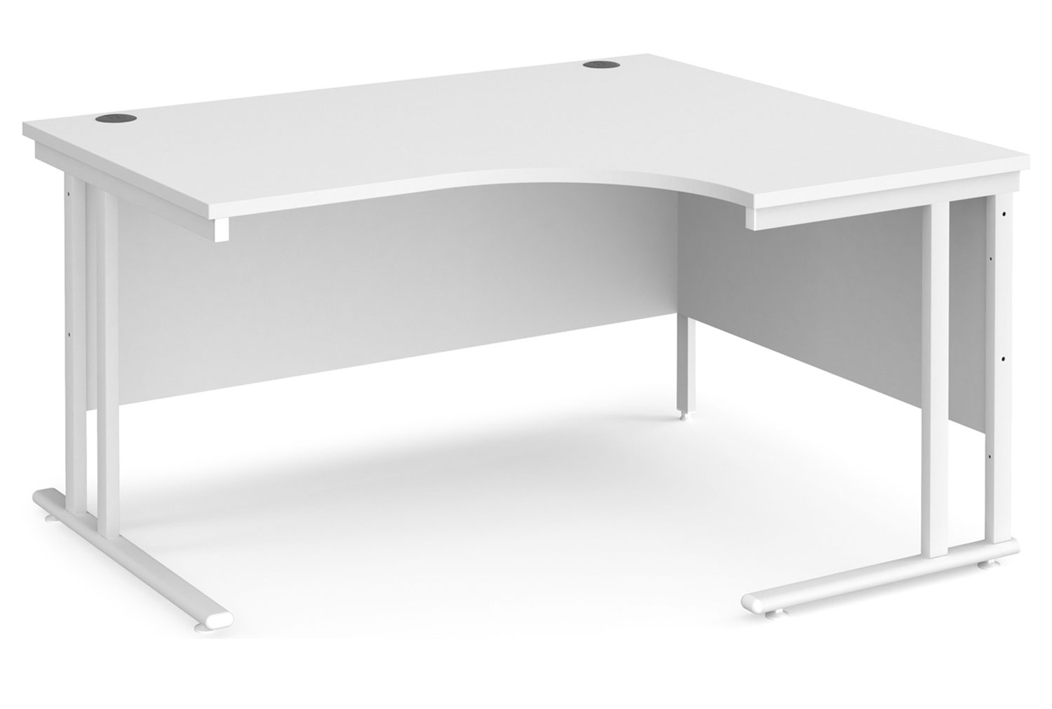 All White Premium C-Leg Right Hand Ergonomic Office Desk, 140wx120/80dx73h (cm), Express Delivery