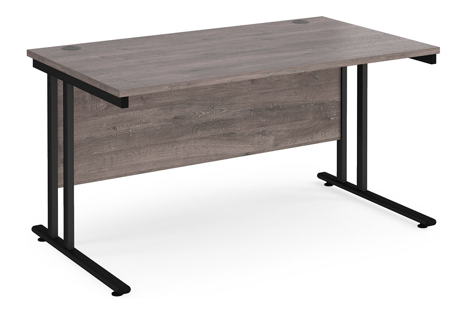 Value Line Deluxe C-Leg Rectangular Office Desk (Black Legs), 140wx80dx73h (cm), Grey Oak, Fully Installed