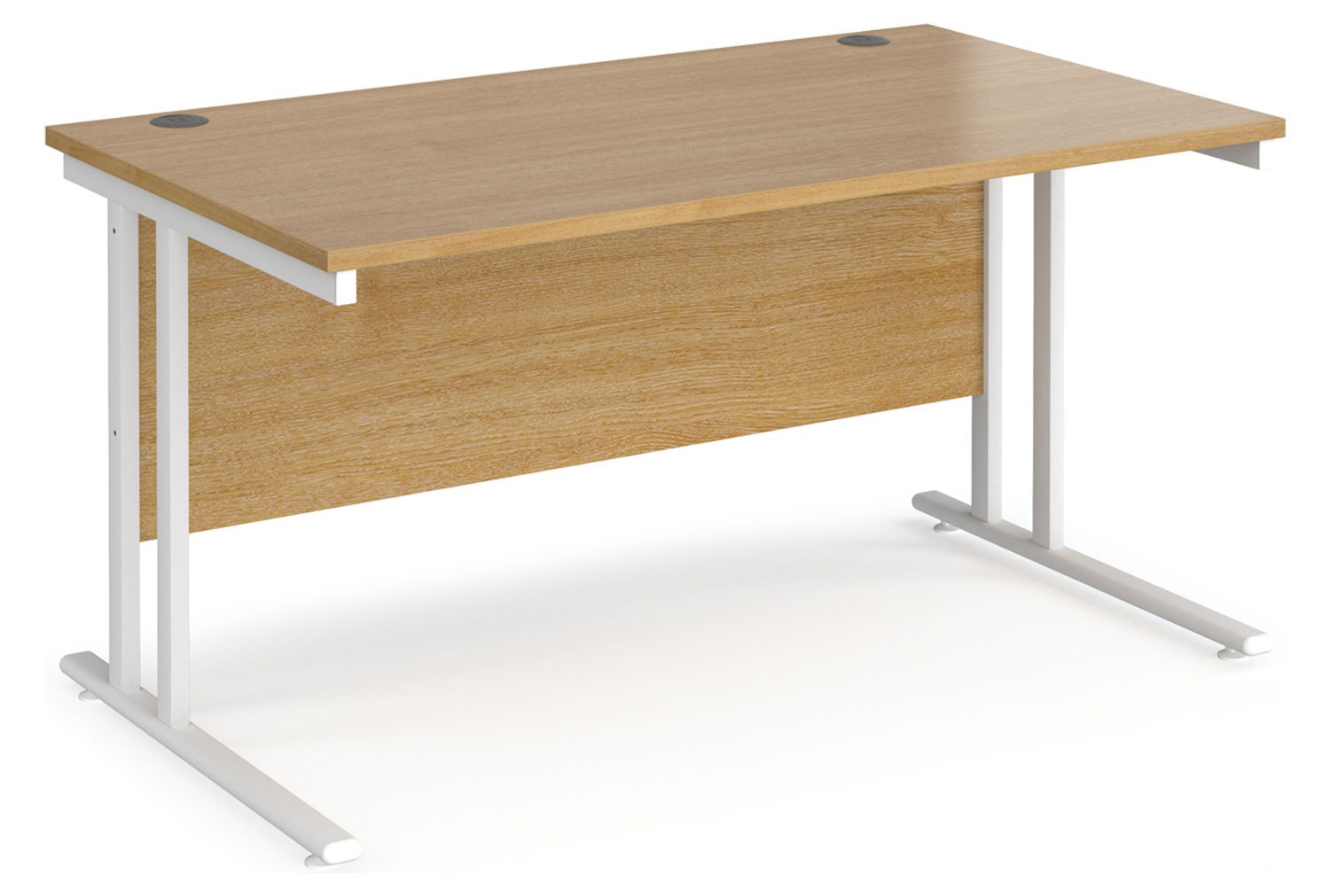 Value Line Deluxe C-Leg Rectangular Office Desk (White Legs), 140wx80dx73h (cm), Oak, Fully Installed