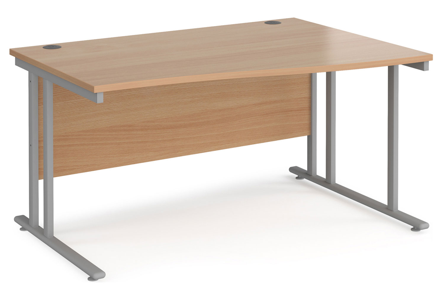 Value Line Deluxe C-Leg Right Hand Wave Office Desk (Silver Legs), 140wx99/80dx73h (cm), Beech