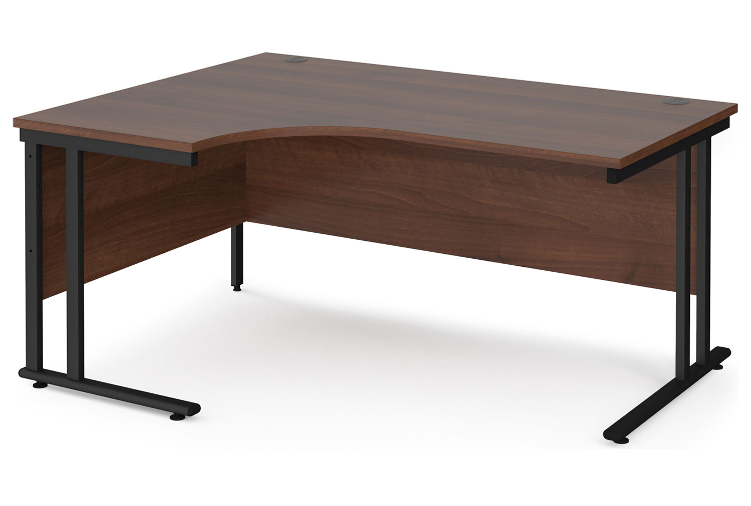 Value Line Deluxe C-Leg Left Hand Ergonomic Office Desk (Black Legs), 160wx120/80dx73h (cm), Walnut, Fully Installed