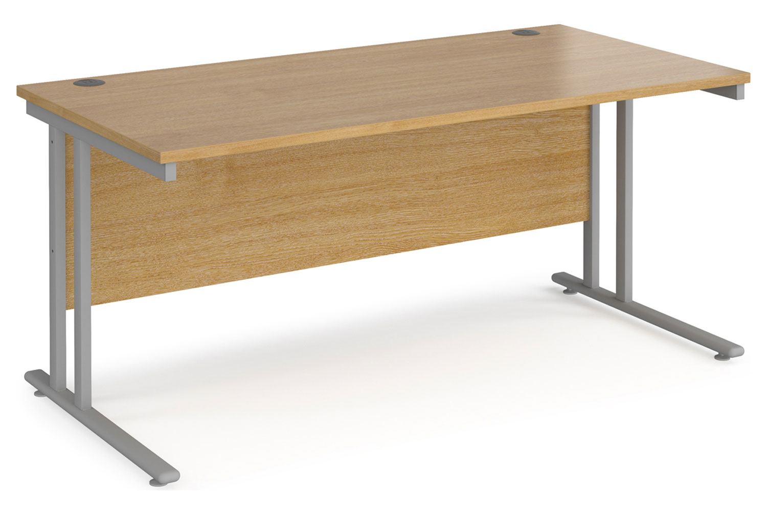 Value Line Deluxe C-Leg Rectangular Office Desk (Silver Legs), 160wx80dx73h (cm), Oak, Fully Installed
