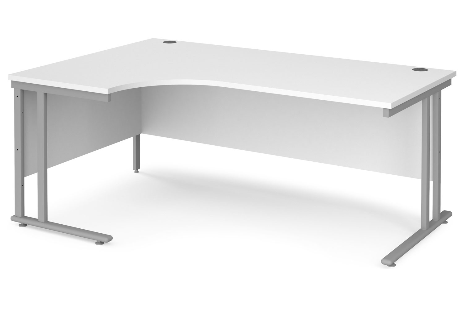 Value Line Deluxe C-Leg Left Hand Ergonomic Office Desk (Silver Legs), 180wx120/80dx73h (cm), White, Express Delivery