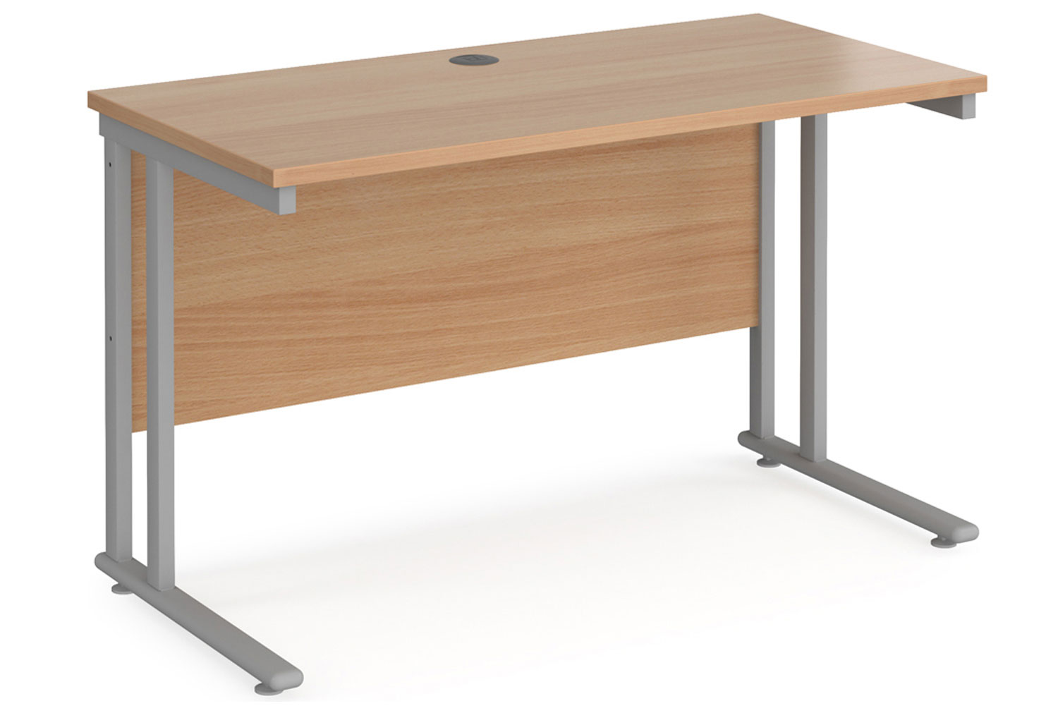 Value Line Deluxe C-Leg Narrow Rectangular Office Desk (Silver Legs), 120wx60dx73h (cm), Beech