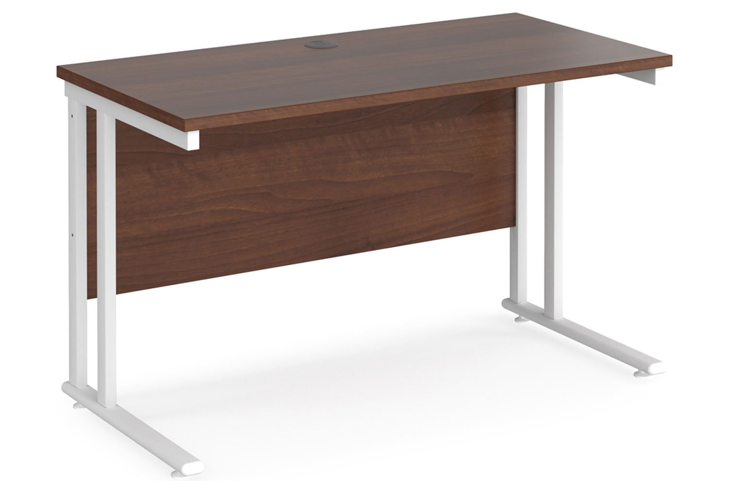 Value Line Deluxe C-Leg Narrow Rectangular Office Desk (White Legs), 120wx60dx73h (cm), Walnut