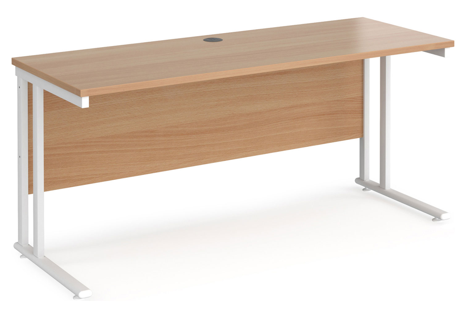 Value Line Deluxe C-Leg Narrow Rectangular Office Desk (White Legs), 160w60dx73h (cm), Beech, Express Delivery