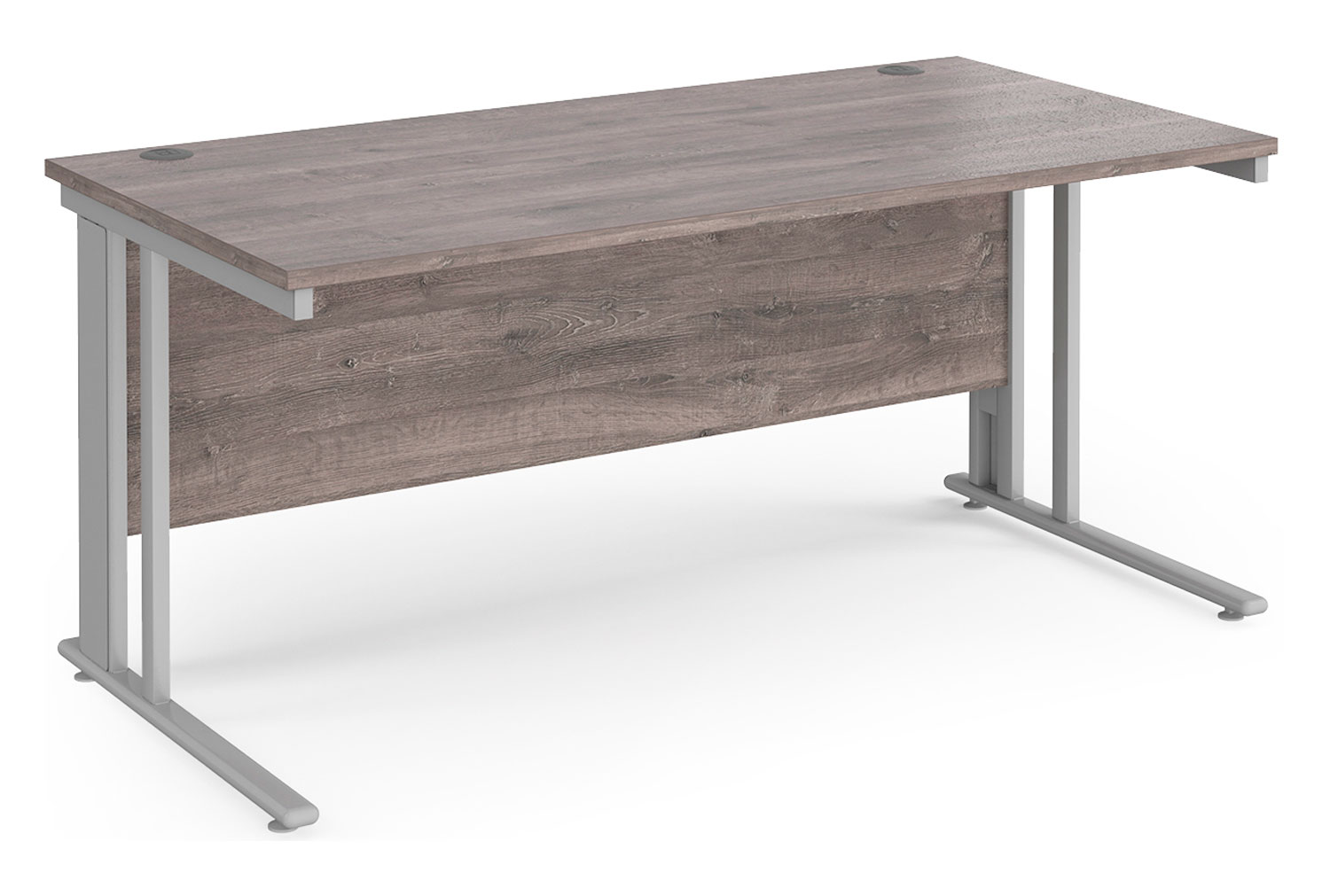 Value Line Deluxe Cable Managed Rectangular Office Desk (Silver Legs), 160wx80dx73h (cm), Grey Oak