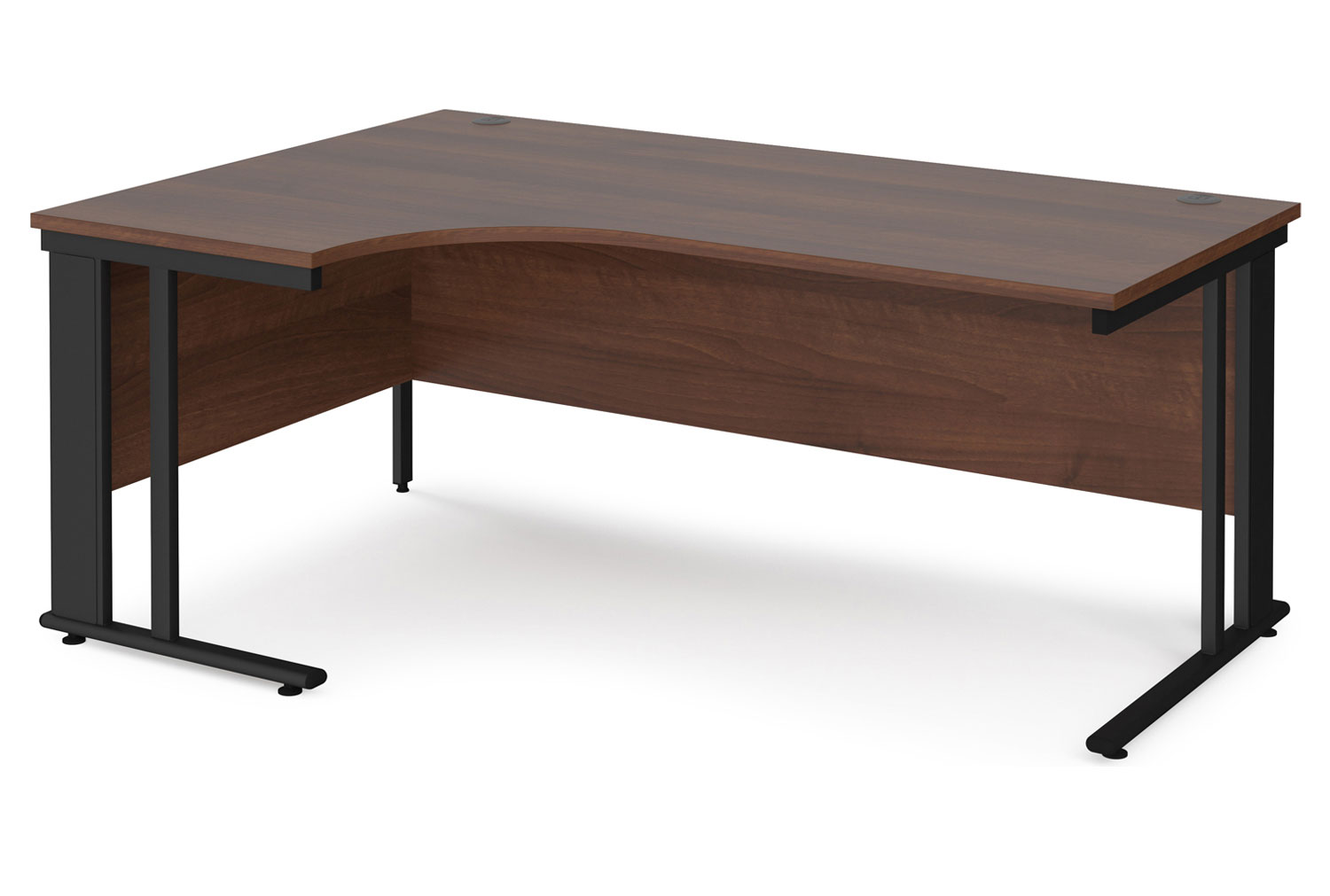Value Line Deluxe Cable Managed Left Hand Ergo Office Desk (Black Legs), 180wx80dx73h (cm), Walnut, Express Delivery