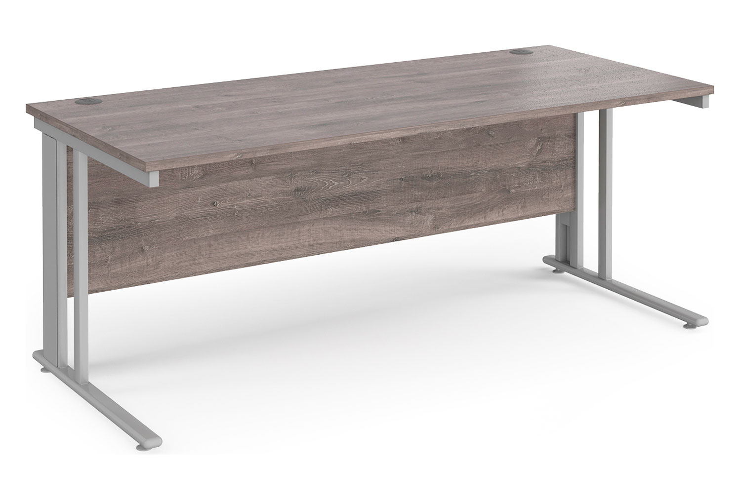 Value Line Deluxe Cable Managed Rectangular Office Desk (Silver Legs), 180wx80dx73h (cm), Grey Oak