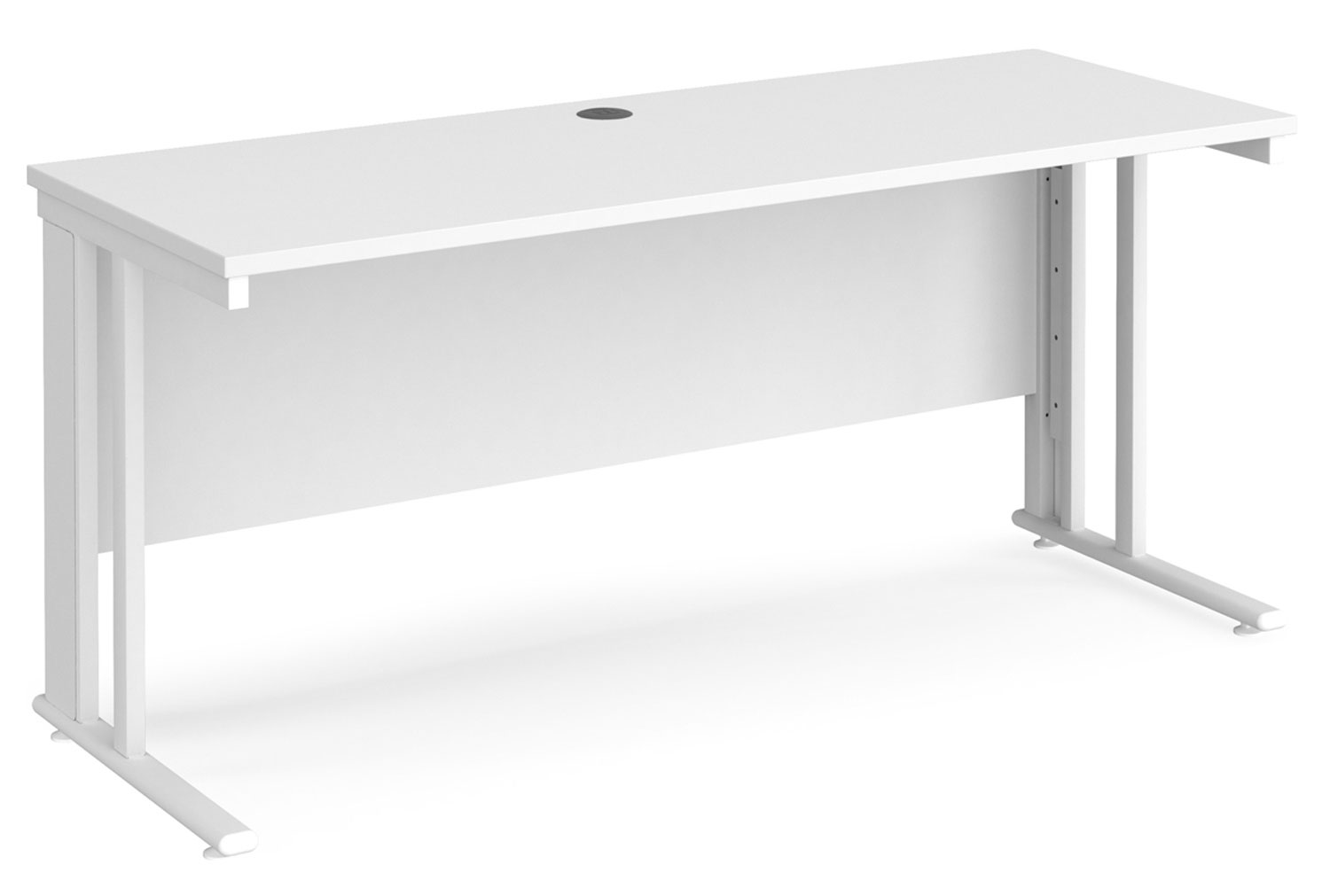 Value Line Deluxe Cable Managed Narrow Rectangular Office Desk (White Legs), 160wx60dx73h (cm), White