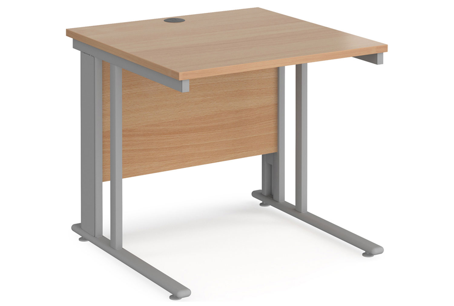 Value Line Deluxe Cable Managed Rectangular Office Desk (Silver Legs), 80wx80dx73h (cm), Beech, Fully Installed