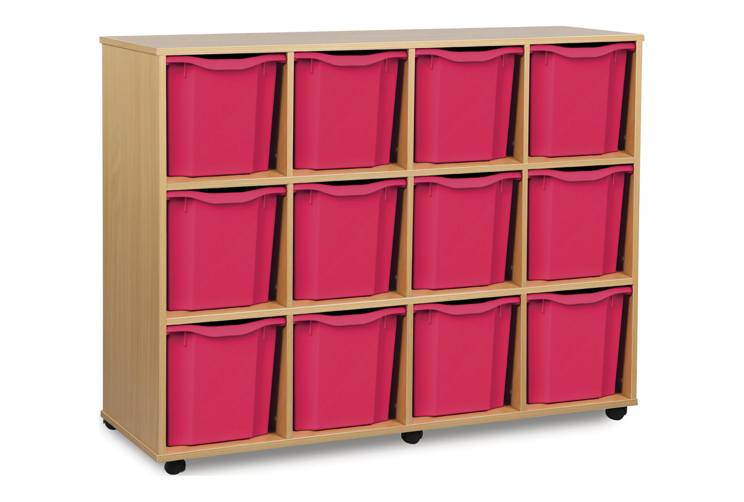 12 Jumbo Classroom Tray Storage Unit, Pink Classroom Trays