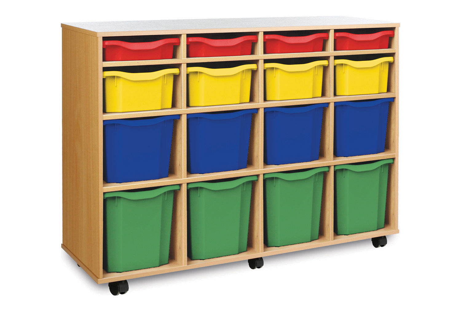 Variety Classroom Tray Storage Unit With 16 Classroom Trays, Pink/Purple/Lime Classroom Trays