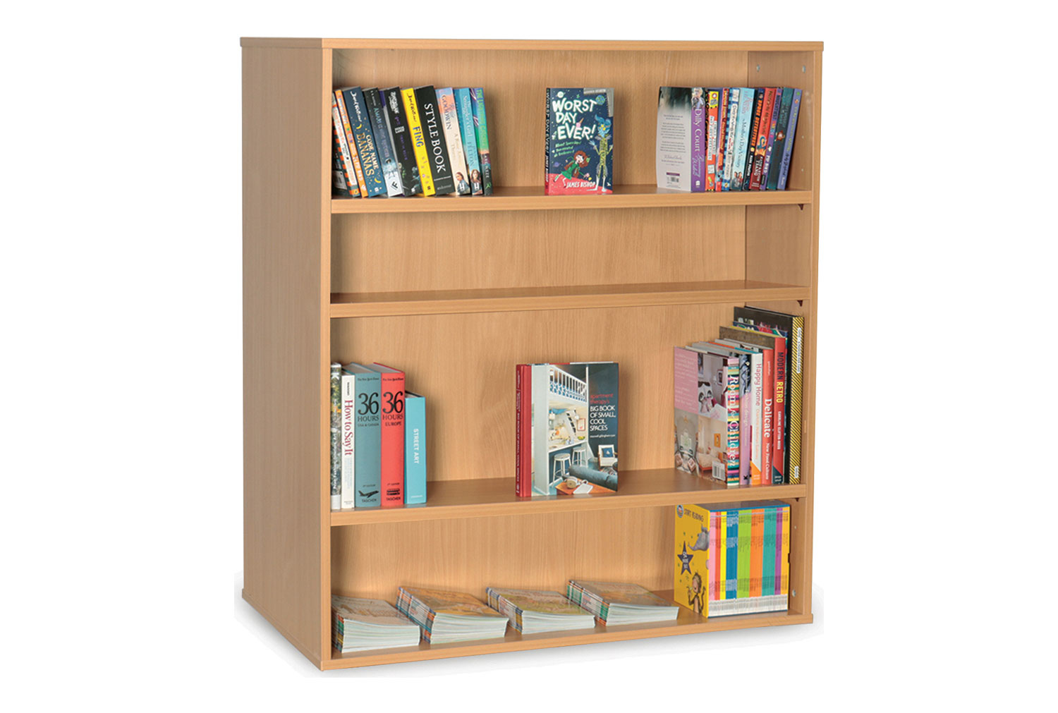 Double Sided Library Bookcase, 3 Shelf - 100wx57dx120h (cm)