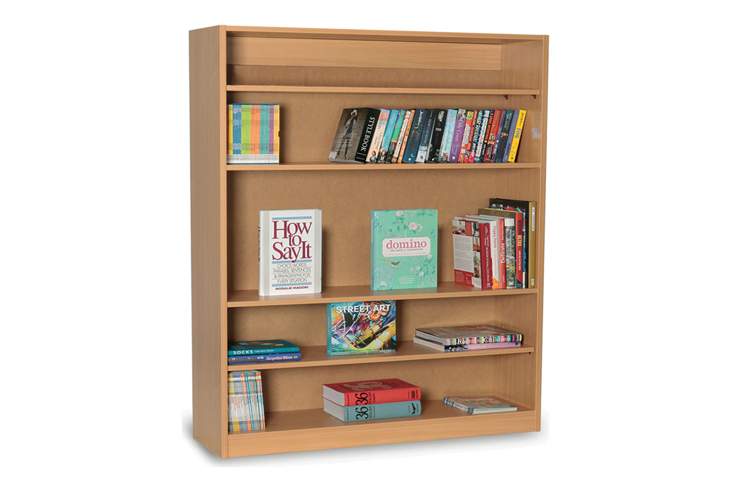 Single Sided Library Classroom Bookcase, 4 Shelf - 100wx30dx120h (cm)
