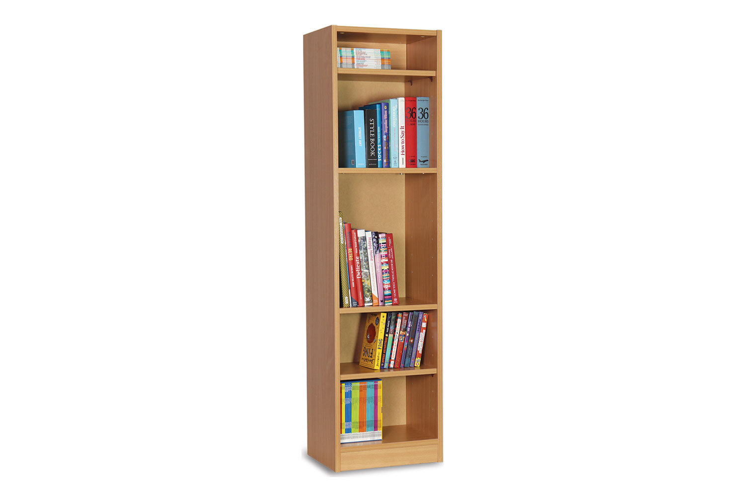 Narrow Library Bookcase, 4 Shelf - 40wx30dx150h (cm)