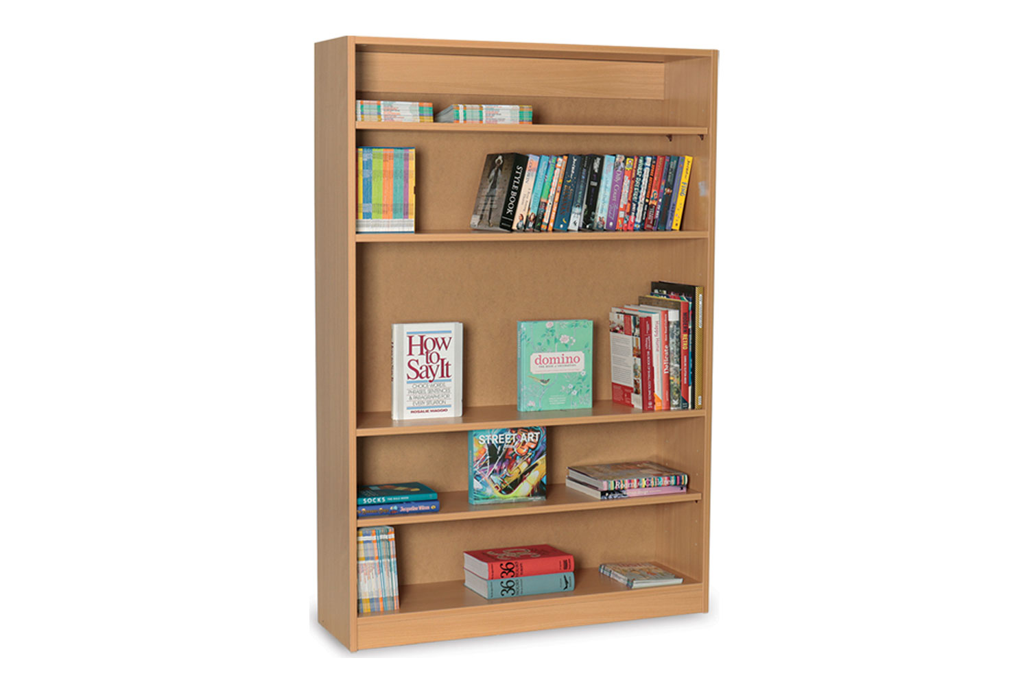Single Sided Library Classroom Bookcase, 4 Shelf - 100wx30dx150h (cm)