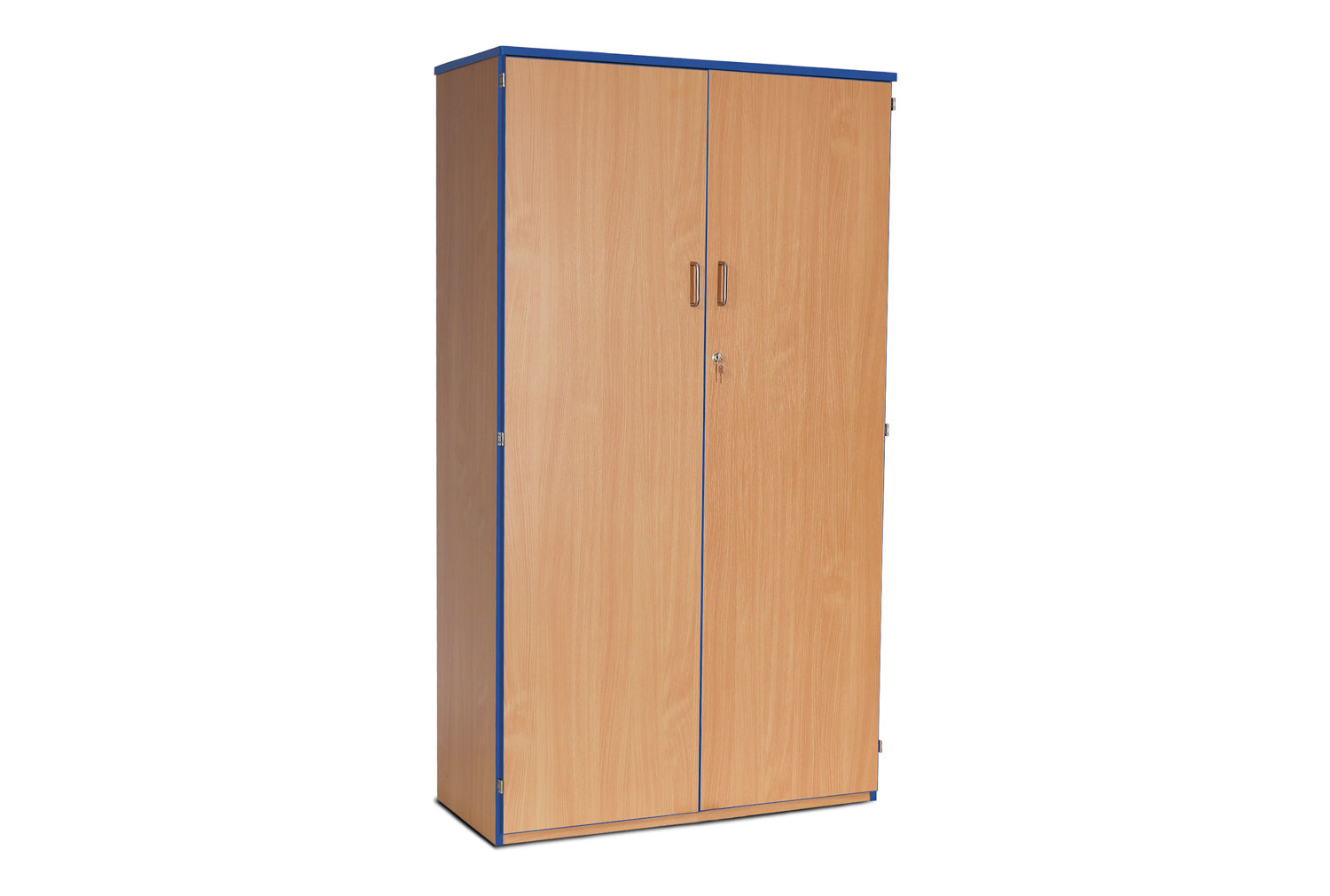 5 Shelf Coloured Edge Classroom Cupboard, Beech With Blue Edge