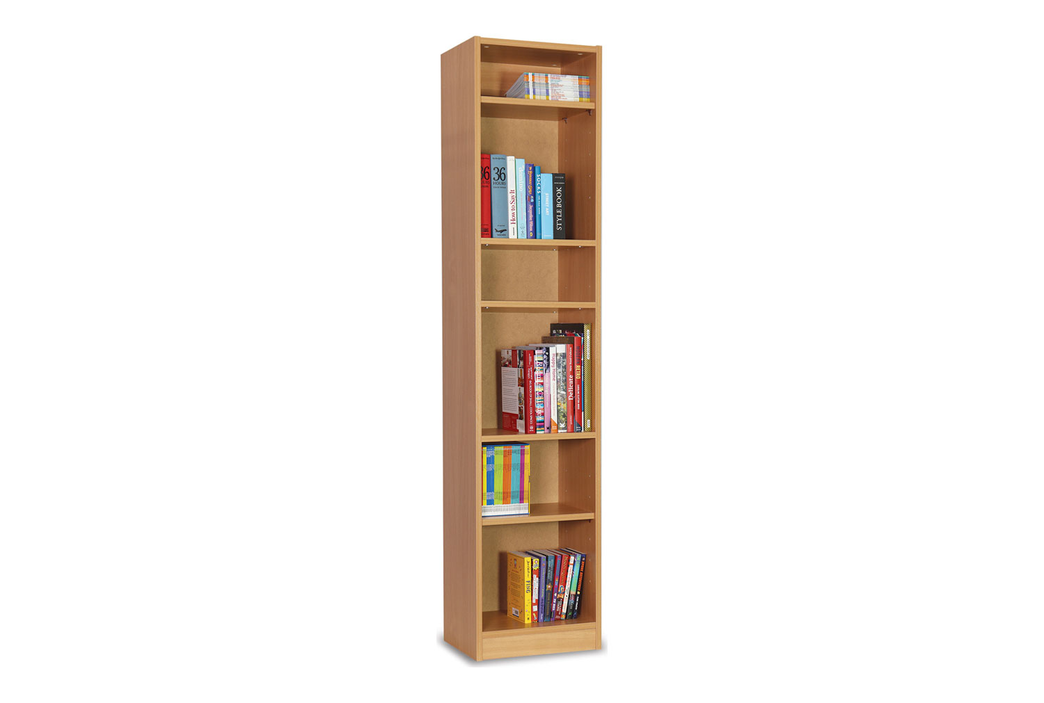 Narrow Library Bookcase, 5 Shelf - 40wx30dx180h (cm)