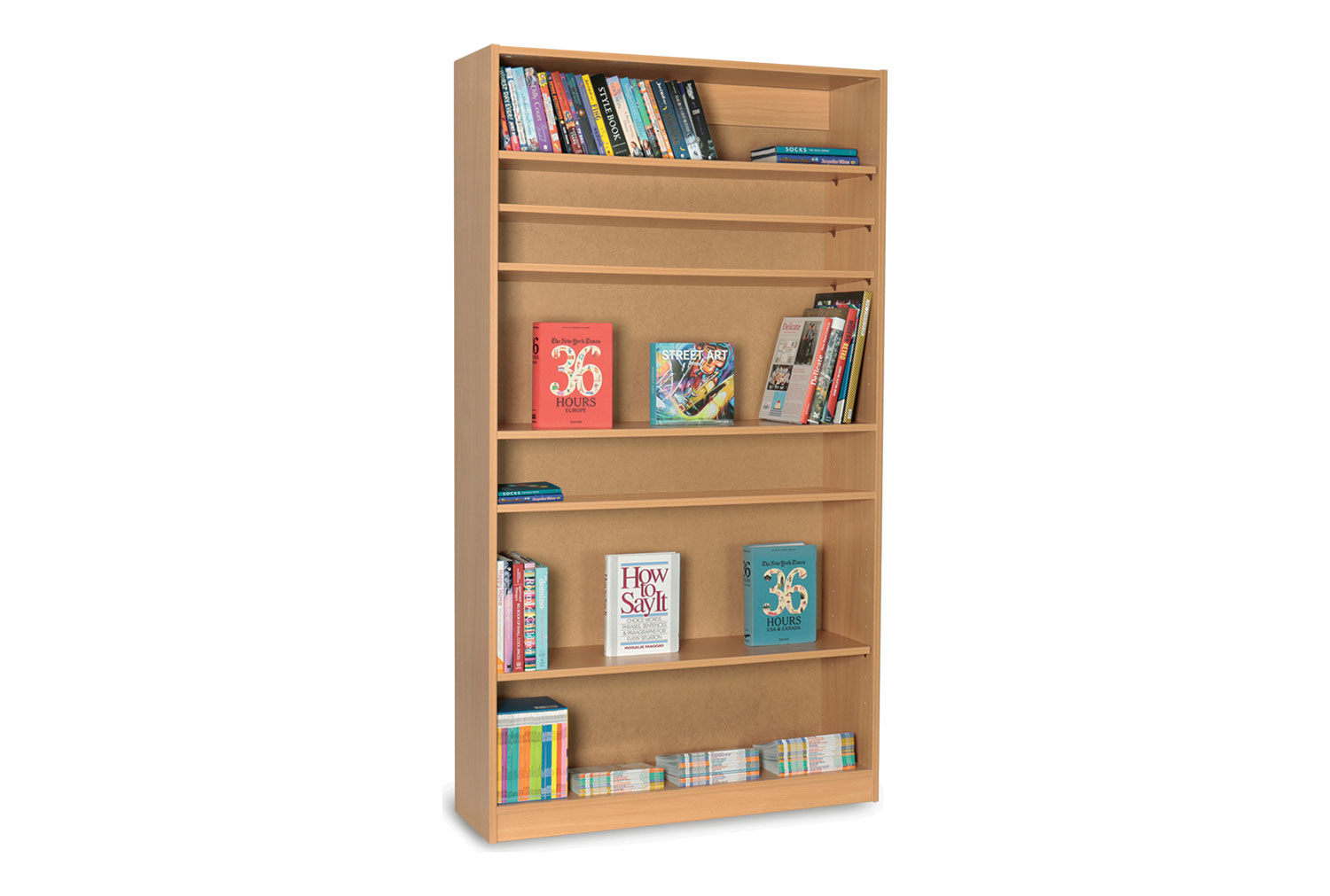 Single Sided Library Classroom Bookcase, 6 Shelf - 100wx30dx180h (cm)