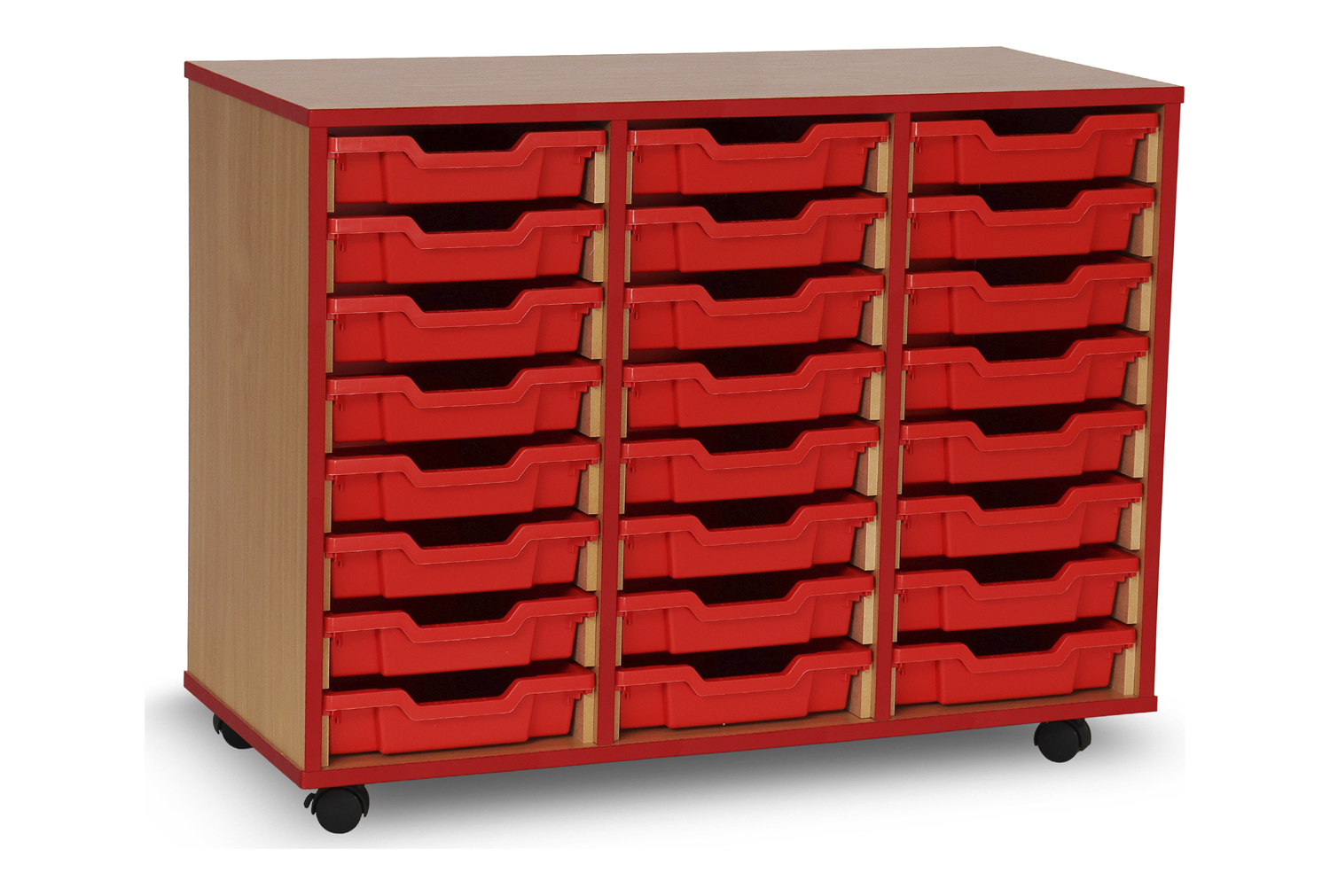 24 Shallow Tray Storage Unit With Coloured Edge