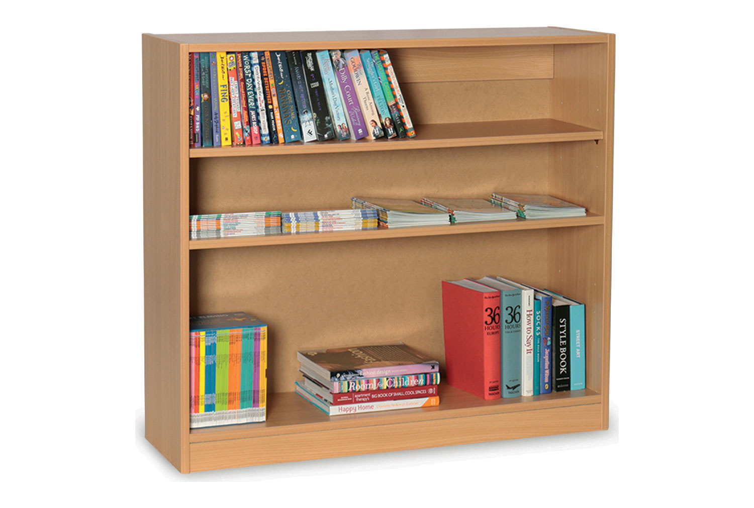 Single Sided Library Classroom Bookcase, 2 Shelf - 100wx30dx90h (cm)