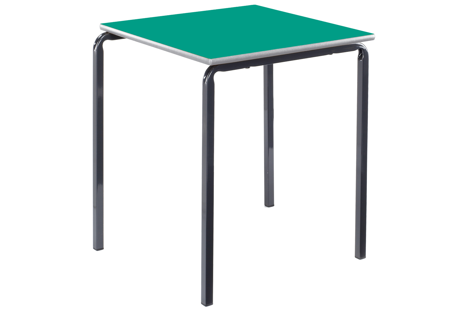 Qty 5 - Square Crush Bent Classroom Tables 11-14 Years, 60wx60dx71h (cm), Black Frame, Ailsa Top, PU Blue Edge