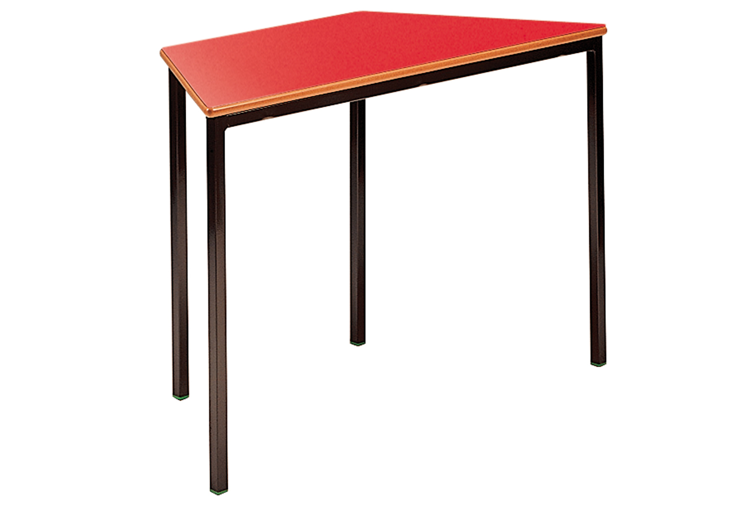 Qty 4 - Trapezoidal Fully Welded Classroom Tables 8-11 Years, 120wx60dx64h (cm), Black Frame, Maple Top, PU Charcoal Edge